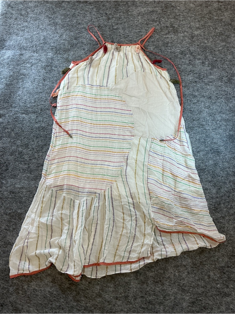 AKEMI + KIN Lightweight Striped Sun Dress with Coral Trim Size S